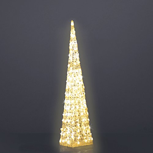 Hellum LED Pyramide Weihnachten, LED Weihnachtspyramide 90cm hoch, Metallrahmen mit Acrylschnüren, 90 LED warmweiß, LED Pyramide Lichterkegel für Draußen & Drinnen, Weihnachtsbeleuchtung, 568318 von hellum