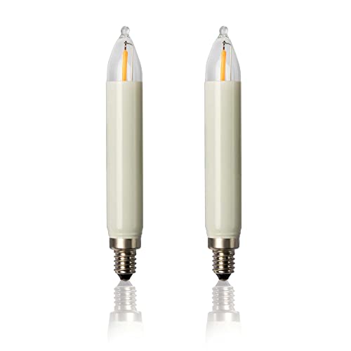 hellum LED Ersatz-Kerzen für Weihnachtsbaum Kerzen Lichterketten innen und außen, 2 Stück 12V 0,5W Schaftkerze für Lichterketten mit 20 Brennstellen, ø15mm E10/ 12V/ 0,5W/ 17 Lumen 904956 von hellum
