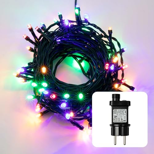 hellum LED Lichterkette Außen oder Innen, mit Timer, Lichterkette Lichtfarbe Bunt, strombetrieben mit 200 LED, Weihnachtsbaumbeleuchtung mit Kabel in Grün <59 lm 151237 von hellum