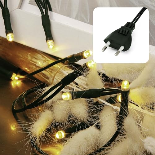 hellum Lichterkette 20 LED, 2,85m Länge, Lichterkette innen, klassisch warmweiß, 59lm, Lichterkette grün mit Stecker, Weihnachtsbaum Lichterkette 579321 von hellum