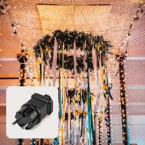 hellum-Lichternetz außen warmweiße Buschbeleuchtung 208 warm-weiße LED 3x3m für Balkon Hauswand Beleuchtung von Pavillon Garten für Party Weihnachten Hochzeit <59 lm, für Innen und Außen 576238 von hellum