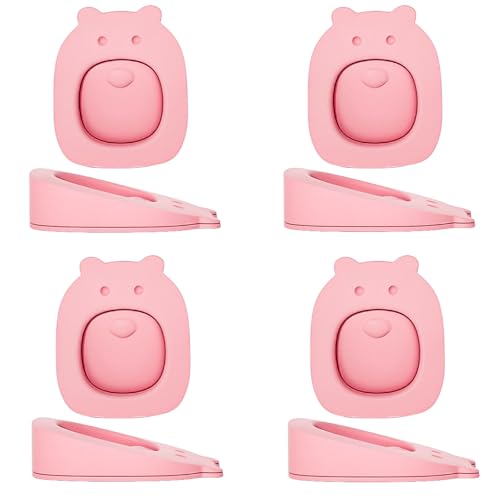 8 Stück Türkeil Gummi, 4 Stück Selbstklebend Türstopper Keil+4 Stück Türstopper Keil Gummi, Kratzfest Türkeile Rutschfest für Balkontür, Arbeitszimmer, Kinderzimmer, Badezimmer (Pink) von hemeilibao