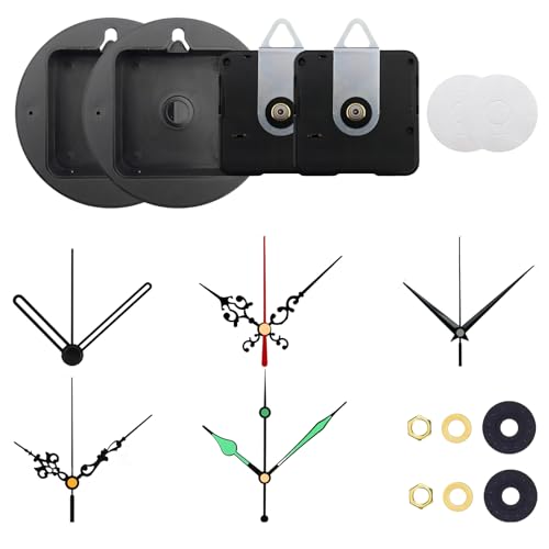 hemeilibao 2 Stück Uhrwerk Bewegung mit 5 Sets Zeigern & 2 Ziffernblättern,Silenzioso meccanismo per orologio da parete,Con 5 Set Lancette Orologio,per ricambio orologio da parete, von hemeilibao