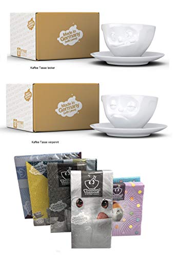 FIFTYEIGHT PRODUCTS Kaffeetassen 2er Set + Servietten, 200 ml, LECKER+VERPENNT von henger-mauk