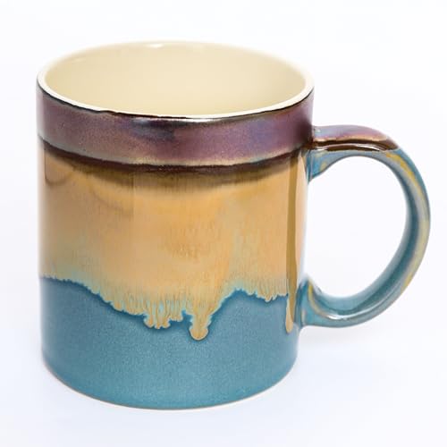 hengshukeji 500 ml große Keramik-Kaffeetasse, handgefertigte Keramik-Teetasse mit Henkel, neuartige Keramiktasse für Zuhause und Büro, Glasurbecher mit einzigartiger Textur (Blau) von hengshukeji