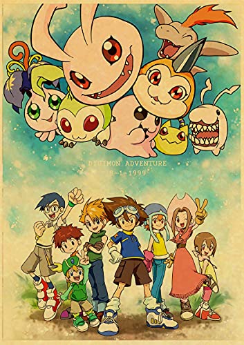 hengyuanxiang Digimon Cartoon Anime Film Digimon Abenteuer Poster Room Decor Art Silk Dekoration Custom Home Für Wohnzimmer Drucke T1082 50X70Cm von hengyuanxiang