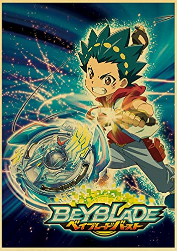 hengyuanxiang Vintage Cartoon Anime Film Beyblade Poster Room Decor Art Silk Dekoration Custom Home Für Wohnzimmer Drucke T124 50X70Cm von hengyuanxiang