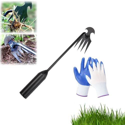 Garden Weed Pulling Tool, Foxyle Weeder, 2025 Premium 4-Tooth Weeder Puller Tools, Manual Weed Remover Tool for Lawn and Garden, Weeding Artifact Uprooting Weeding Tools with Handle (30cm) von heofonm