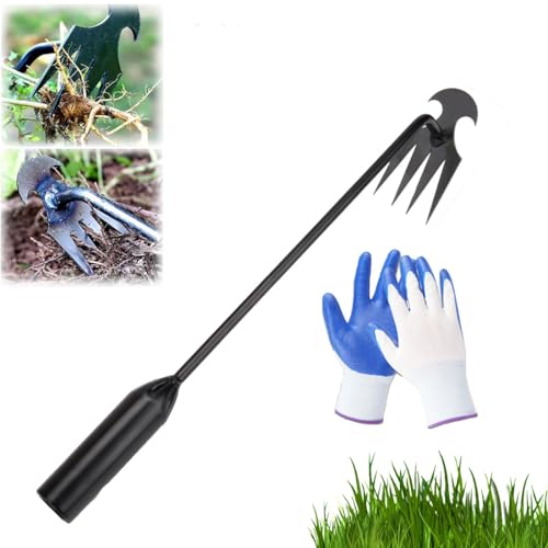Garden Weed Pulling Tool, Foxyle Weeder, 2025 Premium 4-Tooth Weeder Puller Tools, Manual Weed Remover Tool for Lawn and Garden, Weeding Artifact Uprooting Weeding Tools with Handle (40cm) von heofonm