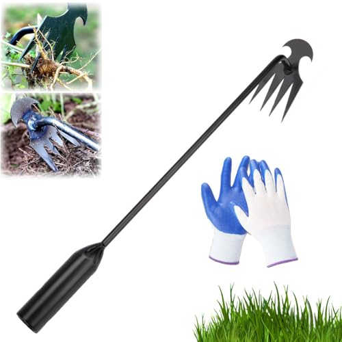 Garden Weed Pulling Tool, Foxyle Weeder, 2025 Premium 4-Tooth Weeder Puller Tools, Manual Weed Remover Tool for Lawn and Garden, Weeding Artifact Uprooting Weeding Tools with Handle (50cm) von heofonm
