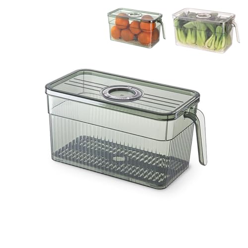 Unbreakable kitchen storage Basket, Stackable Fridge Storage Containers With Handle, Fridge Organizer Bins with Lids for Vegetables, Fruit, Berry, Salad (Green,S) von heofonm