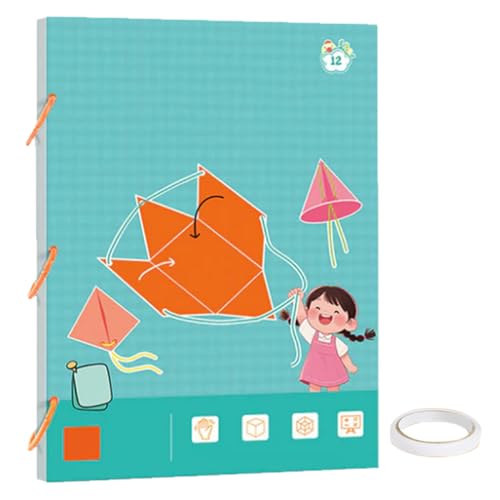 heofonm 2025 New Pull String 3D Geometry Learning Book, Geometry for Beginners with 9/12/15 Solids Geometric Models, with Safe Braided Rope Design (12-Model) von heofonm
