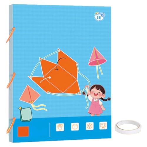 heofonm 2025 New Pull String 3D Geometry Learning Book, Geometry for Beginners with 9/12/15 Solids Geometric Models, with Safe Braided Rope Design (15-Model) von heofonm