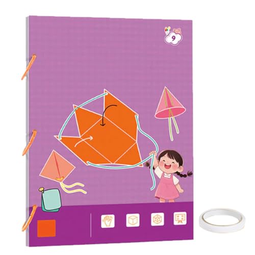heofonm 2025 New Pull String 3D Geometry Learning Book, Geometry for Beginners with 9/12/15 Solids Geometric Models, with Safe Braided Rope Design (9-Model) von heofonm