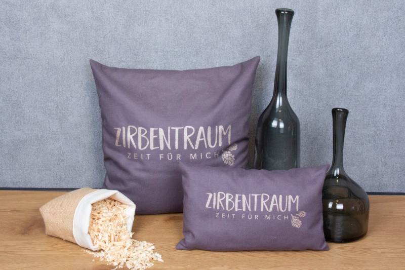 herbalind Zirbenkissen Zirbentraum in Violett/Roségold 40x40 mit Reißverschluss - Gefüllt, 1-tlg., mit hochwertigen Zirbenholzflocken 100% Baumwolle - Made in Germany von herbalind