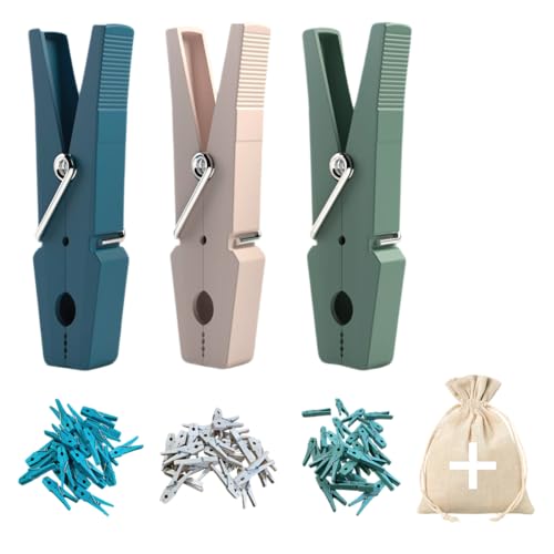 herbeschick.® Wäscheklammern aus recyceltem Kunststoff | 24 Stück | Made in Portugal | Robust & Langlebig | DREI Farben | mit praktischem Aufbewahrungsbeutel | nachhaltig | extra Starke Feder (Grün) von herbeschick.