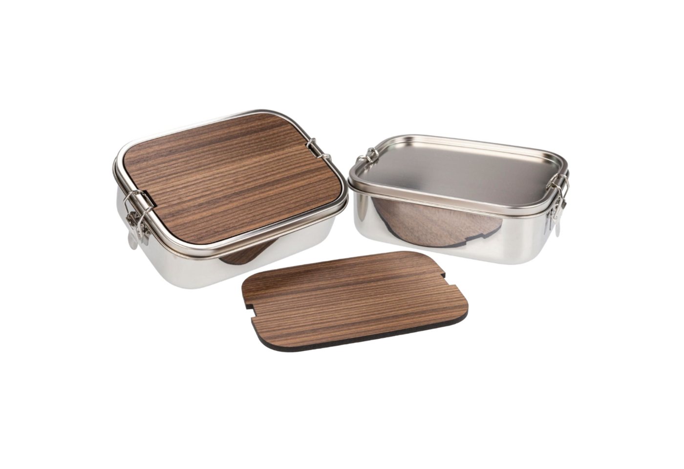 herbeschick. Lunchbox Lunchbox aus Edelstahl mit Holzbrettchen, Wasserdichte Brotdose mit Gummidichtung von herbeschick.