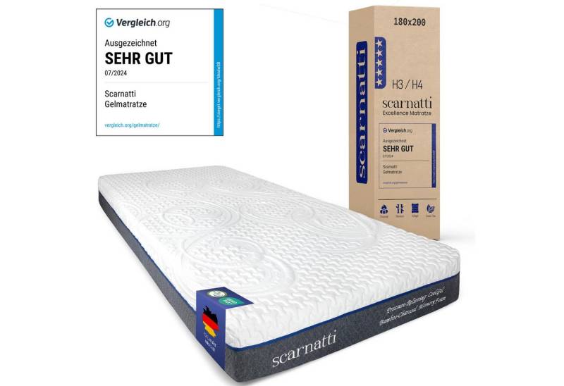Gelschaummatratze Scarnatti™ Kaltschaummatratze 7-Zonen - mit CoolGel & Gel Memory Foam, scarnatti, 18 cm hoch, (90x200), H3/H4 Wendematratze ergonomisch, druckentlastend, atmungsaktiv von scarnatti