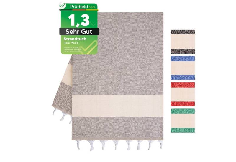 herémood Saunatuch XXL Hamamtuch 100x180 cm – Leichtes Saunatuch aus 100% Baumwolle, (schnelltrocknend & saugstark, Sehr Gut getestet, 1er & 2er-Set, ideal für Strand, Sauna & Wellness – Beige, 1-St) von herémood