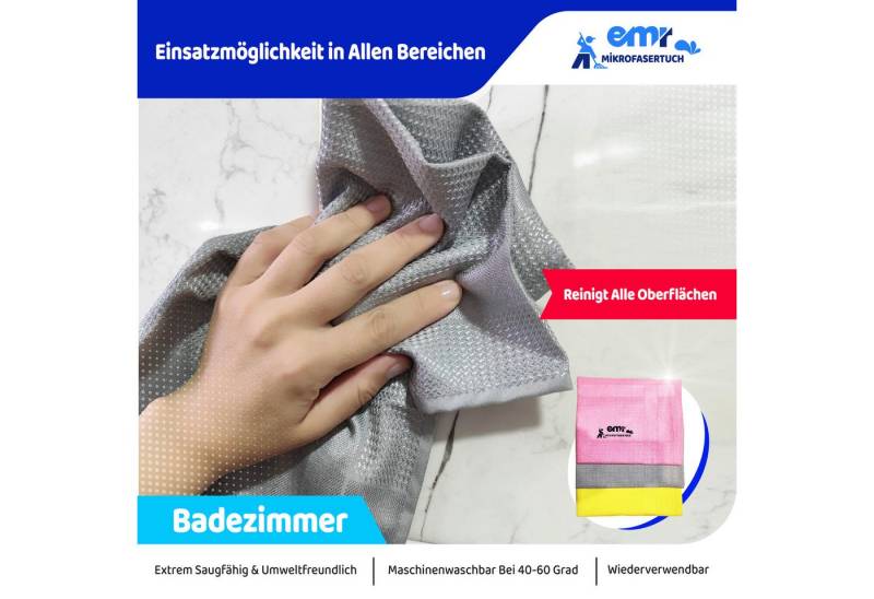 herémood Wiederverwendbare Mikrofasertücher – 42x68 cm Hochsaugfähig Mikrofasertuch (Spar-Set, 3-tlg., 3-er Pack, langlebig schonend zu allen Oberflächen. Perfekt für Haushalt und Auto) von herémood
