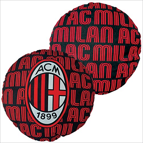 AC Milan, Runde Kissen Dekor, Rot Schwarz, Offizielles Produkt von AC Milan