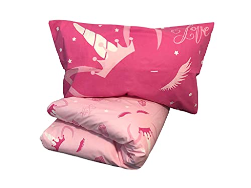 hermet Einhorn Vibes Bettwäsche-Set für Einzelbett, 100% Baumwolle, Rosa von hermet