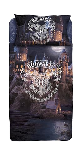 Harry Potter Bettwäsche-Set für Einzelbett, aus Baumwolle, Oberlaken, Spannbettlaken und Kissenbezug, 100% Baumwolle, offizielles Produkt Harry Potter Bettwäsche-Set für Einzelbett, aus Baumwolle, Oberlaken, Spannbettlaken und Kissenbezug, 100% Baumwolle, offizielles Produkt von hermet