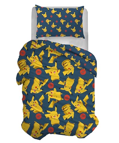 Pokemon Bettwäsche-Set für Einzelbett, Baumwolle, 100% Baumwolle, 155 x 200 cm, Kissenbezug 50 x 80 cm, offizielles Produkt, kein Spannbetttuch Pokemon Bettwäsche-Set für Einzelbett, Baumwolle, 100% Baumwolle, 155 x 200 cm, Kissenbezug 50 x 80 cm, offizielles Produkt, kein Spannbetttuch von hermet