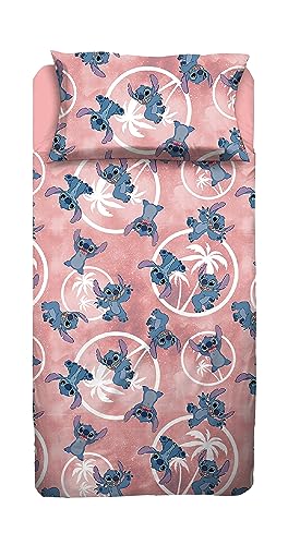 Stitch, Bettlaken für französisches Bett, Bettlaken, Spannbettlaken, Kissenbezug, Rosa, Disney, 100% Baumwolle, offizielles Produkt Stitch, Bettlaken für französisches Bett, Bettlaken, Spannbettlaken, Kissenbezug, Rosa, Disney, 100% Baumwolle, offizielles Produkt von hermet