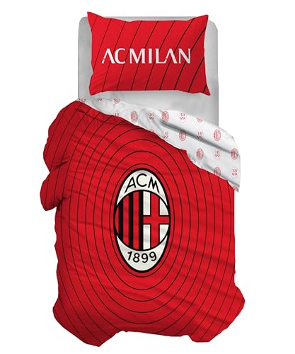 AC Milan Bettwäsche-Set für Einzelbett, offizielles Produkt, 100% Baumwolle von AC Milan
