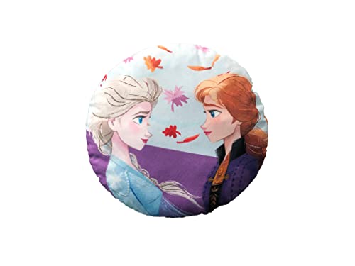 Disney Frozen Kissen, rund, Polyester, weich, perfekt für das Kinderzimmer, offizielles Disney-Produkt von hermet