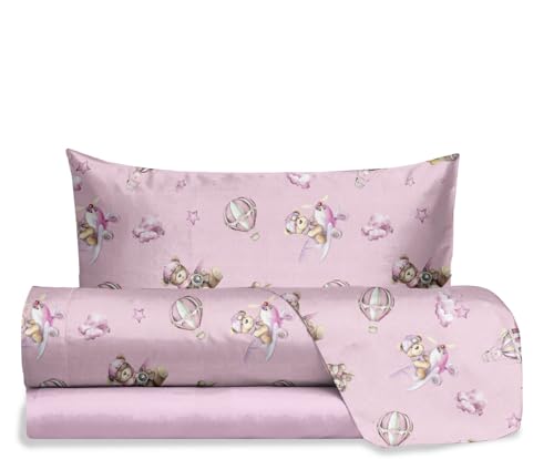 hermet Jolly, Bettwäsche-Set für Einzelbett, Teddybär, Rosa, 100% Baumwolle, Bettlaken + Spannbetttuch + Kissenbezug, Bettwäsche-Set Bär, Kinderzimmer hermet Jolly, Bettwäsche-Set für Einzelbett, Teddybär, Rosa, 100% Baumwolle, Bettlaken + Spannbetttuch + Kissenbezug, Bettwäsche-Set Bär, Kinderzimmer von hermet