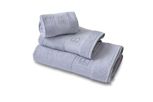 hermet Laura Biagiotti 3-teiliges Handtuch-Set, einfarbig, 100% Baumwoll-Frottee, Badetuch + Gesichtstuch + Gästehandtuch, in Box von hermet