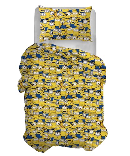 hermet Minions Bettbezug für Einzelbett, quadratisch, 100% Baumwolle, offizielles Produkt von hermet