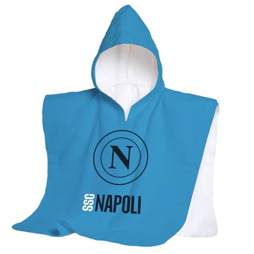 hermet SSC Napoli, Strandtuch mit Kapuze, Strandponcho für Kinder, 60 x 120 cm, Handtuch für Strand oder Pool, 100% weiche Baumwolle von hermet