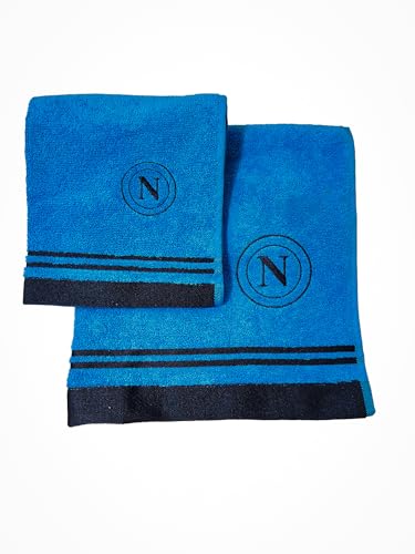 hermet SSC Napoli Badetücher-Set, 2 Badetücher, Gesichtstuch, Bidettuch, offizielles Produkt, 100% Baumwolle, 2-teiliges Set von hermet