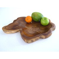 Teak Tablett Servierplatte Natur Rustikal Handgemacht von heronhousegifts