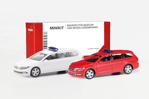 herpa Modellbausatz VW Passat Variant mit Warnbalken 2 STK., Miniatur im Maßstab 1:87, Sammlerstück, Kit für Modellbau, Kunststoff von herpa