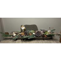 Festliches Weihnachtsgesteck Im Natürlichen Look Für Eine Stimmungsvolle Tischdekoration/ Wintergesteck/ Tischdeko/ Tischgesteck von herzAAllerlei