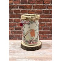 Handgemachtes Windlicht Mit Rotkehlchen - Glasdeko Im Landhausstil | Decoupage Winterdeko & Geschenkidee Handgemachtes Windlicht Mit Rotkehlchen - Glasdeko Im Landhausstil | Decoupage Winterdeko & Geschenkidee von herzAAllerlei