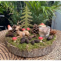 Herbstgesteck Mit Holzscheibe Und Windlicht/ Herbstdeko/ Tischdeko/ Tischgesteck von herzAAllerlei
