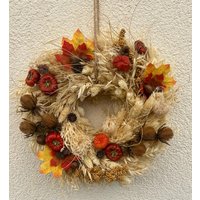 Herbstkranz Aus Trockenblumen Mit Naturmaterialien/ Herbstdeko/Türdeko/Türkranz von herzAAllerlei