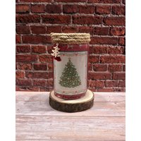 Weihnachtliches Windlicht Glas 10x16 cm Mit Weihnachtsbaum - Handgemacht in Decoupage-Technik, Festliche Tischdeko & Geschenkidee Weihnachtliches Windlicht Glas 10x16 cm Mit Weihnachtsbaum - Handgemacht in Decoupage-Technik, Festliche Tischdeko & Geschenkidee von herzAAllerlei