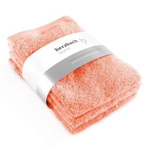 herzbach home Gästehandtuch 3er Set 30 x 50 cm – Hochwertige, weiche & saugstarke Gäste-Handtücher in Premium-Qualität – 100% natürliche Baumwolle (Coral) von herzbach home