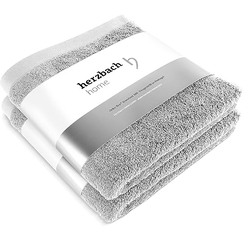 herzbach home Premium Handtücher 50 x 100 cm 2er-Set (Silbergrau) – Hochwertige, weiche & saugstarke Handtücher in Bester Qualität – 100% natürliche Baumwolle von herzbach home