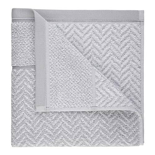 herzbach home Handtuch Set 100% Baumwolle Gemustert (Silbergrau/Weiß, 3 Handtücher 50x100 cm) von herzbach home