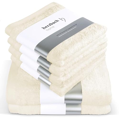 herzbach home Premium Handtücher-Set 100% Baumwolle - weich & saugstark - Creme von herzbach home