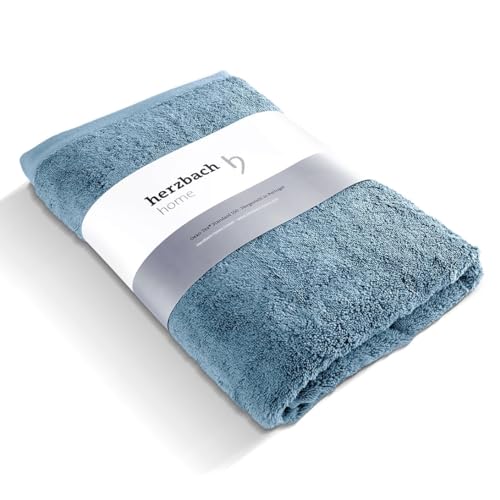 herzbach home Premium Badetuch 100 x 150 cm (graublau) – Großes, weiches & saugstarkes Badehandtuch in Bester Qualität – 100% natürliche Baumwolle von herzbach home