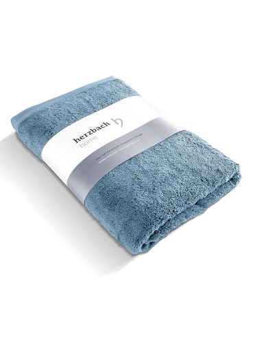 herzbach home Premium Duschtuch 70 x 140 cm (Graublau) – Großes, weiches & saugstarkes Dusch-Handtuch in Bester Qualität – 100% natürliche Baumwolle von herzbach home