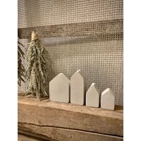 Kleine Dekohäuser Aus Beton - 4Er Set Kleine Dekohäuser Aus Beton - 4Er Set von herzbewohntshop